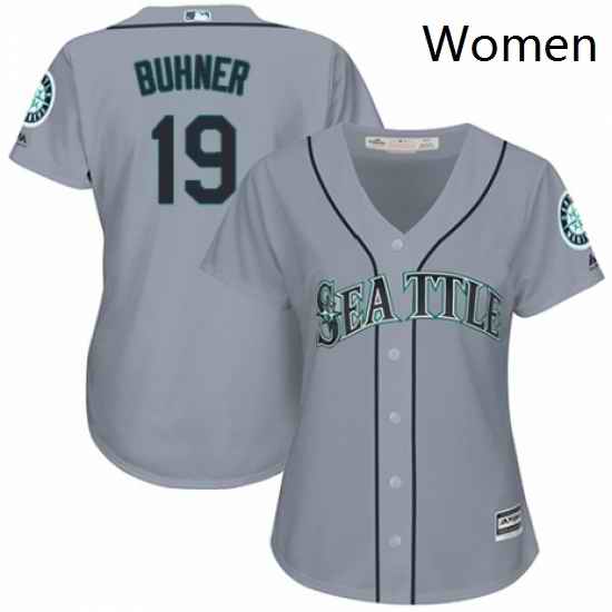 Womens Majestic Seattle Mariners 19 Jay Buhner Replica Grey Road Cool Base MLB Jersey